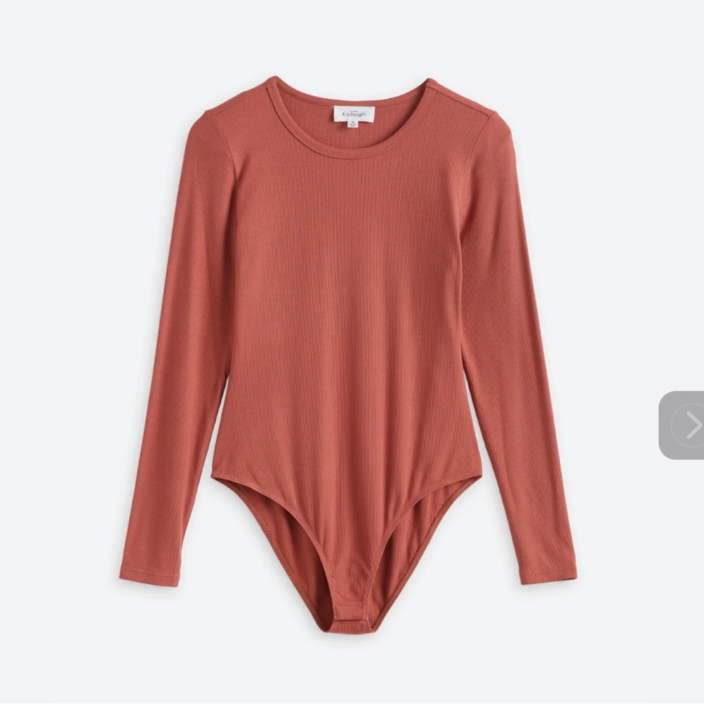 HEATHERLY Chana Long Sleeve Knit Bodysuit Rust Red Small